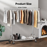 HOKEEPER Clothes Rack with Cover Clothing Racks for Hanging Clothes Heavy Duty Garment Rack, Adjustable Coat Rack with Lockable Wheels