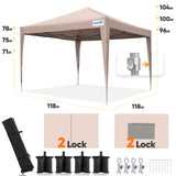 Quictent Privacy 10x10 Pop Up Canopy with 4 Sidewalls & Mesh Windows, Tan