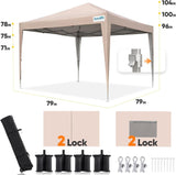 Quictent Privacy 6.6x6.6 Pop Up Canopy with 4 Sidewalls & Mesh Windows, Tan