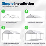 Quictent 10x15 ft Heavy Duty Car Canopy Galvanized Frame Carport Outdoor Shelter, white