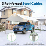 Quictent 10x15 ft Heavy Duty Car Canopy Galvanized Frame Carport Outdoor Shelter, white
