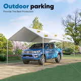 Quictent 10x20 ft Heavy Duty Car Canopy Galvanized Frame Carport Outdoor Shelter, White