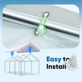 Quictent 10x20 ft Carport Replacement Tarp Canopy Top Cover with Valance and Bungee Balls, White