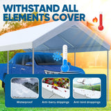 Quictent 10x20 ft Heavy Duty Carport Canopy Galvanized Car Tent with Reinforced Structure & Hanging Edge, White