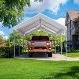 Quictent 10x20 ft Heavy Duty Carport Canopy Galvanized Car Tent with Reinforced Structure & Hanging Edge, White