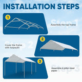 Quictent 10x20 ft Heavy Duty Carport Canopy Galvanized Car Tent with Reinforced Structure, White