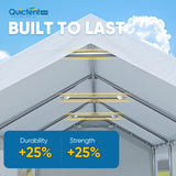 Quictent 12x20 ft Heavy Duty Carport, Outdoor Garage Canopy Tent with Roll-up Ventilated Windows & Sidewalls, White