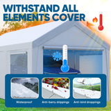 Quictent 12x20 ft Heavy Duty Carport, Outdoor Garage Canopy Tent with Roll-up Ventilated Windows & Sidewalls, White