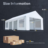 Quictent Heavy Duty 13x25 ft Carports with Side Zipper Doors, White