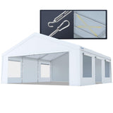 Quictent 20x20 ft Heavy Duty 2 Car Carport with Zipper Side Doors, White