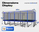 Zupapa 2500LBS Weight Capacity Rectangle Trampoline 13x23FT Outdoor Square Gymnastics Trampolines with 10-Year Quality Assurance for Kids Adults Large Commercial Grade Rectangular Pro Trampoline