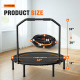 Zupapa 48in Foldable Rebounder, 550LBS Fitness Trampoline with Durable Bungees, Adjustable Handl, Stable & Quiet Exercise Rebounder for Adults, Great Exercise Trampoline for Home/Gym Workout
