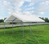 Quictent 10¡¯x20¡¯ Carport Heavy Duty Car Canopy Galvanized Car Boat Shelter with 4 Reinforced Steel Cables White