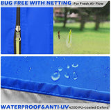 Quictent 10 x 10 ft Easy Pop up Canopy with Netting Mesh Side Walls Waterproof Blue
