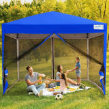 Quictent 10 x 10 ft Easy Pop up Canopy with Netting Mesh Side Walls Waterproof Blue