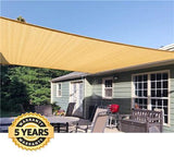20ft 185G HDPE 98% UV Block Square Sun Shade Sail-Sand