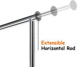 HOKEEPER 250 Lbs Load Capacity Commercial Grade Clothing Garment Racks Heavy Duty Sing Rail Adjustable Collapsible Rolling Clothes Rack on Wheels