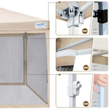 Quictent Screen Upgraded 6.6' x 6.6' Pop Up Canopy With Mesh Walls-Tan