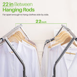 HOKEEPER 400 lbs Load Capacity Commercial Grade Clothing Garment Racks Heavy Duty Double Rails Adjustable Collapsible Rolling Clothes Rack on Wheels