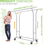 HOKEEPER 400 lbs Load Capacity Commercial Grade Clothing Garment Racks Heavy Duty Double Rails Adjustable Collapsible Rolling Clothes Rack on Wheels