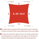 Quictent 185 GSM HDPE 20' x 20' Square Sun Shade Sail-Red