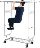 HOKEEPER Double Clothing Garment Rack with Shelves Capacity 600 lbs Clothing Racks on Wheels
