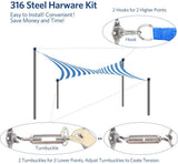 26'x20' 185HDPE 98% UV Block Colored Stripe Rectangle Shade Sail (White and Blue)