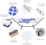 Zupapa 12' Cotton Rope Pad Hammock with Stand & Bags-Geometric Royal Blue