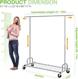 HOKEEPER Clothing Garment Rack with Shelves Capacity 450 lbs Clothing Racks on Wheels