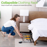 HOKEEPER 250 Lbs Load Capacity Commercial Grade Clothing Garment Racks Heavy Duty Sing Rail Adjustable Collapsible Rolling Clothes Rack on Wheels