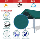 Quictent 10¡¯x20¡¯ Carport Heavy Duty Car Canopy Galvanized Car Boat Shelter with 4 Reinforced Steel Cables Green
