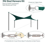 Quictent 185 GSM HDPE 20' x 20' Square Sun Shade Sail-Green