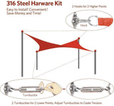 Quictent 185 GSM HDPE 20' x 20' Square Sun Shade Sail-Red