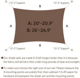 Quictent 20'x16' 185G HDPE 98% UV Block Rectangle Shade Sail -Brown