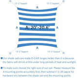 Quictent 185 GSM HDPE 20' x 20' Square Shade Sail Colored Stripe-White & Blue