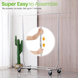 HOKEEPER 250 Lbs Load Capacity Commercial Grade Clothing Garment Racks Heavy Duty Sing Rail Adjustable Collapsible Rolling Clothes Rack on Wheels