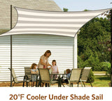 Quictent 185G HDPE 98% UV Block 24' x 24' Square Sun Shade Sail Colored Stripe (White and Gray)