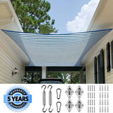 26'x20' 185HDPE 98% UV Block Colored Stripe Rectangle Shade Sail (White and Blue)
