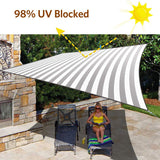 Quictent 185G HDPE 98% UV Block 24' x 24' Square Sun Shade Sail Colored Stripe (White and Gray)