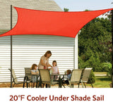 Quictent 185 GSM HDPE 20' x 20' Square Sun Shade Sail-Red