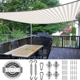 Quictent 185G HDPE 98% UV Block 24' x 24' Square Sun Shade Sail Colored Stripe (White and Gray)