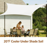 Quictent 24' 185G HDPE 98% UV Block Square Sun Shade Sail-White