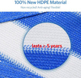 Quictent 185 GSM HDPE 20' x 20' Square Shade Sail Colored Stripe-White & Blue