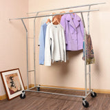 HOKEEPER 400 lbs Load Capacity Commercial Grade Clothing Garment Racks Heavy Duty Double Rails Adjustable Collapsible Rolling Clothes Rack on Wheels