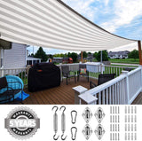 Quictent 26X20ft 185HDPE 98% UV Block Colored Stripe Rectangle Sun Shade Sail (White and Grey)