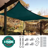 Quictent 185 GSM HDPE 20' x 20' Square Sun Shade Sail-Green