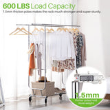 HOKEEPER Double Clothing Garment Rack with Shelves Capacity 600 lbs Clothing Racks on Wheels