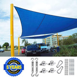 Quictent 20'x20' 185G HDPE 98% UV Block Square Sun Shade Sail -Blue