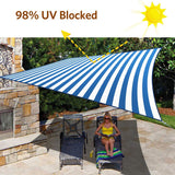 26'x20' 185HDPE 98% UV Block Colored Stripe Rectangle Shade Sail (White and Blue)