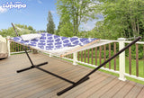 Zupapa 12' Cotton Rope Pad Hammock with Stand & Bags-Geometric Royal Blue